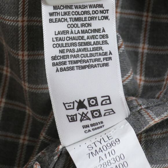 Lucky Brand Plaid Brushed Cotton Button Down Shirt Men’s XXL Gray Rust Workwear - Picture 11 of 14